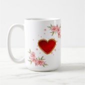 Bloemen, groot hart en voeg het naambericht van uw koffiemok (Links)
