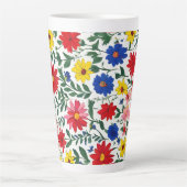 Bloemen groot latte mok (Voorkant)
