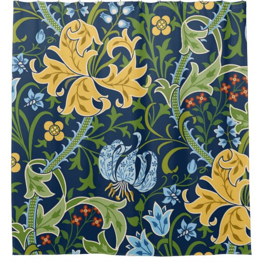 Bloemen grote bloemen: donkergroen  douchegordijn (Voorkant)