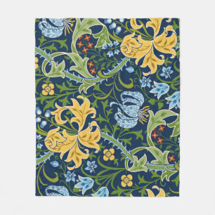 Bloemen grote bloemen: donkergroen fleece deken