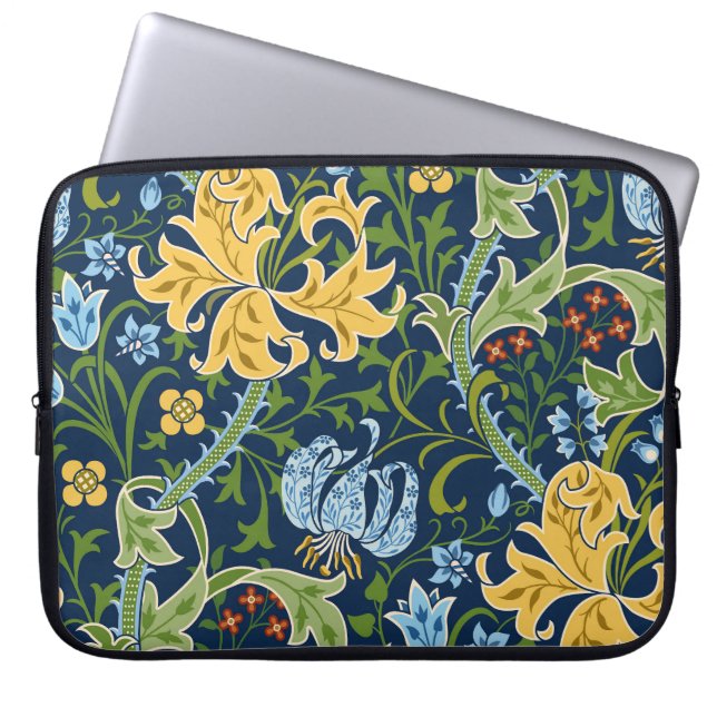 Bloemen grote bloemen: donkergroen  laptop sleeve (Voorkant)