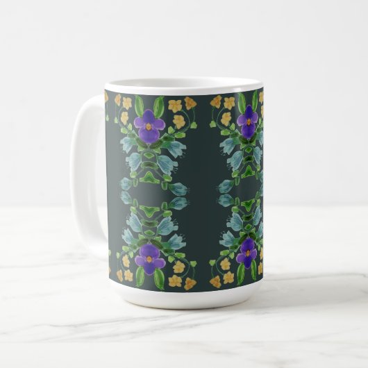  Bloemen Grote Koffie Mok (Voorkant links)