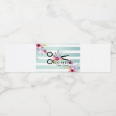 Bloemen Haar Stylist Gouden Schaar Gestreept Waterfles Etiket (Enkel label)