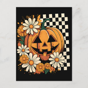 Bloemen Halloween Herfst Pompoen Feestdagenkaart