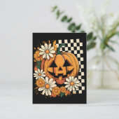 Bloemen Halloween Herfst Pompoen Feestdagenkaart (Staand voorkant)