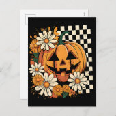 Bloemen Halloween Herfst Pompoen Feestdagenkaart (Voorkant / Achterkant)