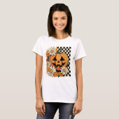 Bloemen Halloween Herfst Pompoen T-shirt (Voorkant volledig)