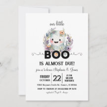 Bloemen Halloween Little Boo Baby shower Uitnodigi