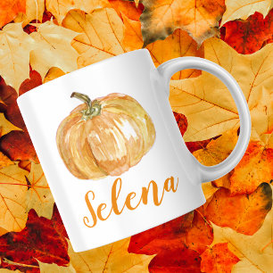 Bloemen Halloween Pompoen Custom Naam Herfst Tweekleurige Koffiemok