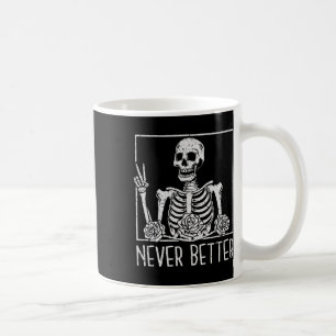 Bloemen Halloween Skelet Drink Coffee Never Be Koffiemok