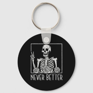 Bloemen Halloween Skelet Drink Coffee Never Be Sleutelhanger