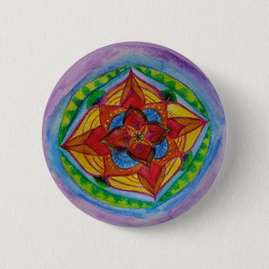 Bloemen Hand getrokken Mandala Art Button (Voorkant)