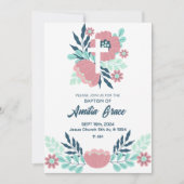 Bloemen Hand-getrokken platte doop uitnodiging (Voorkant)