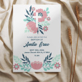 Bloemen Hand-getrokken platte doop uitnodiging