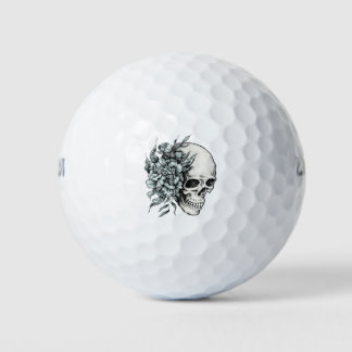 Bloemen hand getrokken schedel golfballen