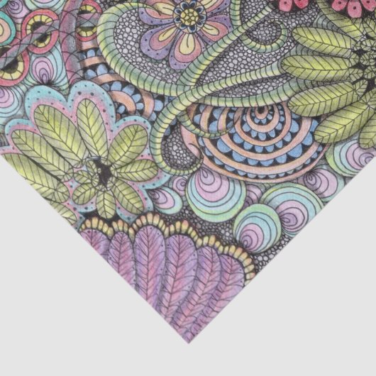 Bloemen Hand-getrokken Whimsy Pastel Botanische Pa Tissuepapier (Detail)