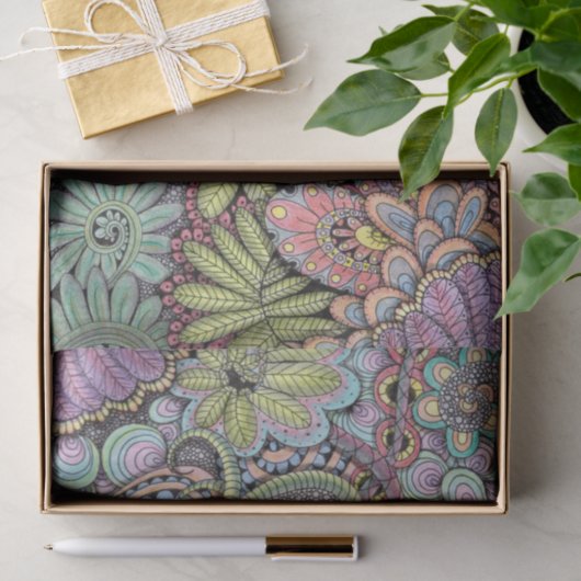 Bloemen Hand-getrokken Whimsy Pastel Botanische Pa Tissuepapier (Geschenk)