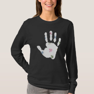 Bloemen Handafdruk Grafische Unisex Bloemen Kunst T-shirt