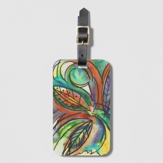 Bloemen-handgeschilderde Waterverf kunst Bagagelabel (Voorkant (verticaal))