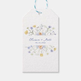 Bloemen handgeschreven bruiloft cadeaulabel
