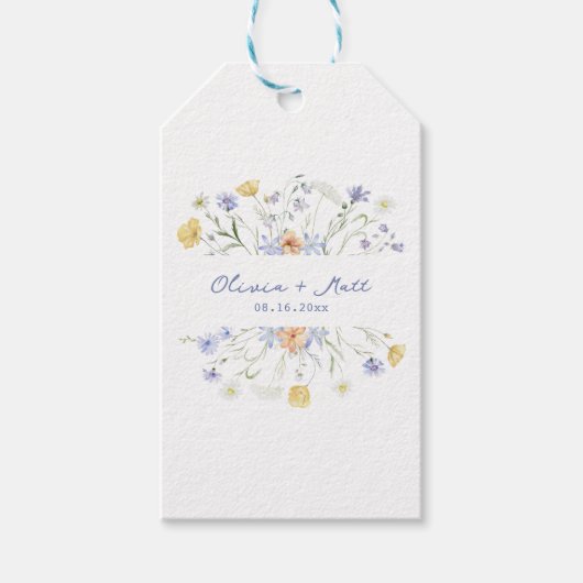 Bloemen handgeschreven bruiloft cadeaulabel (Voorkant)