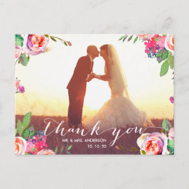 Bloemen Handschrift 2 foto bruiloft Dank u Briefkaart