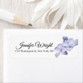 Bloemen Handschrift Elegant Plain Blauw Wit Etiket (Insitu)
