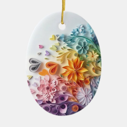 Bloemen hanger keramisch ornament (Voorkant)