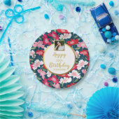 bloemen, Happy Birthday, aangepaste fototekst Papieren Bordje (Feest)