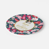 bloemen, Happy Birthday, aangepaste fototekst Papieren Bordje (Gekanteld)