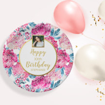  bloemen, Happy Birthday, aangepaste fototekst
