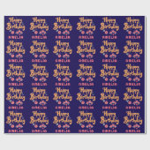 Bloemen Happy Birthday Handlettering Cadeaupapier (Vlak)