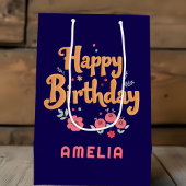 Bloemen Happy Birthday Handlettering Medium Cadeauzakje