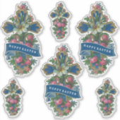 Bloemen  Happy Easter Cross Sticker (Voorkant)