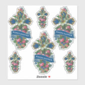 Bloemen Happy Easter Cross Sticker (Vel)