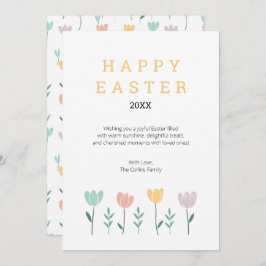 Bloemen Happy Easter Schattige Modern Pastel Flowe Feestdagenkaart