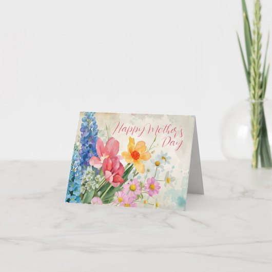  Bloemen "Happy Moederdag" Kaart (Voorkant)