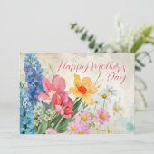  Bloemen "Happy Moederdag" Kaart (Staand voorkant)