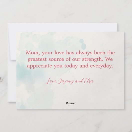  Bloemen "Happy Moederdag" Kaart (Achterkant)