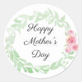  Bloemen Happy Moederdag Ronde Sticker (Voorkant)