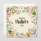 Bloemen Happy Moederdag Waterverf Flowers Feestdagenkaart (Voorkant / Achterkant)