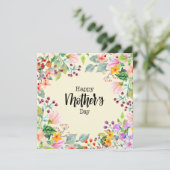 Bloemen Happy Moederdag Waterverf Flowers Feestdagenkaart (Staand voorkant)
