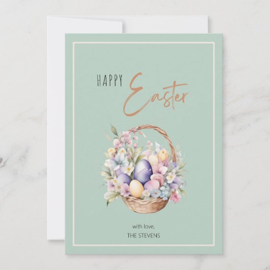 Bloemen Happy Pasen Basket Groeten Feestdagenkaart (Voorkant)
