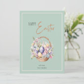 Bloemen Happy Pasen Basket Groeten Feestdagenkaart (Staand voorkant)