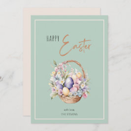 Bloemen Happy Pasen Basket Groeten Feestdagenkaart