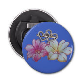 Bloemen & hart button flesopener (Voorkant)