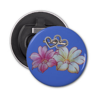 Bloemen & hart button flesopener