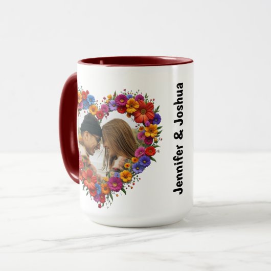 Bloemen Hart Foto en Gedicht Mok (Voorkant links)