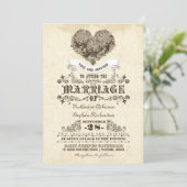 Bloemen  hart huwelijksuitnodigingen kaart (Staand voorkant)