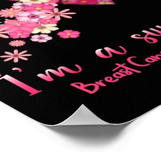 Bloemen Hart Ik ben een overlevende borstkanker Aw Poster (Hoek)